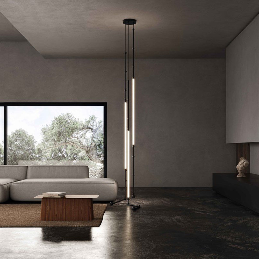 Ray Luminaires Suspensions de Manière Détournée Linéaire Silicium/Métal Noir/Blanc Salon/Chambre à Coucher - Neutralighting