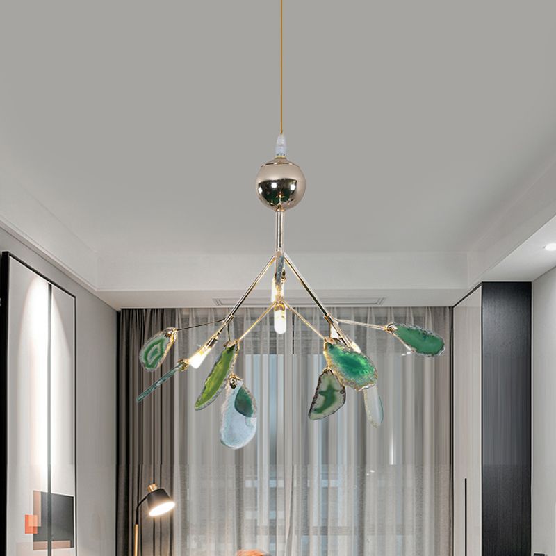 Arisha Art LED Suspension Bleu Métal Agate Salon Chambre à coucher - Neutralighting