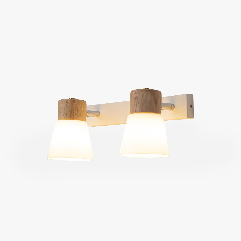 Muto Design Italien LED Applique Murale à Miroir Ronde Rustique Bois/Verre Blanc Salle de Bain - Neutralighting