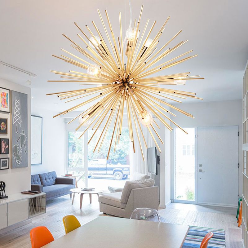 Arisha Art Deco LED Suspension Doré Métal Salon Chambre à coucher - Neutralighting