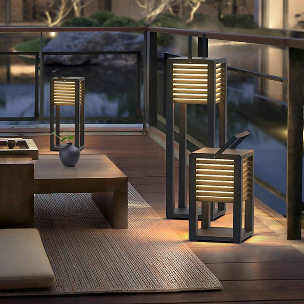 Ray Moderne LED Lampadaire Noir Métal/Acrylique Extérieur Cour - Neutralighting