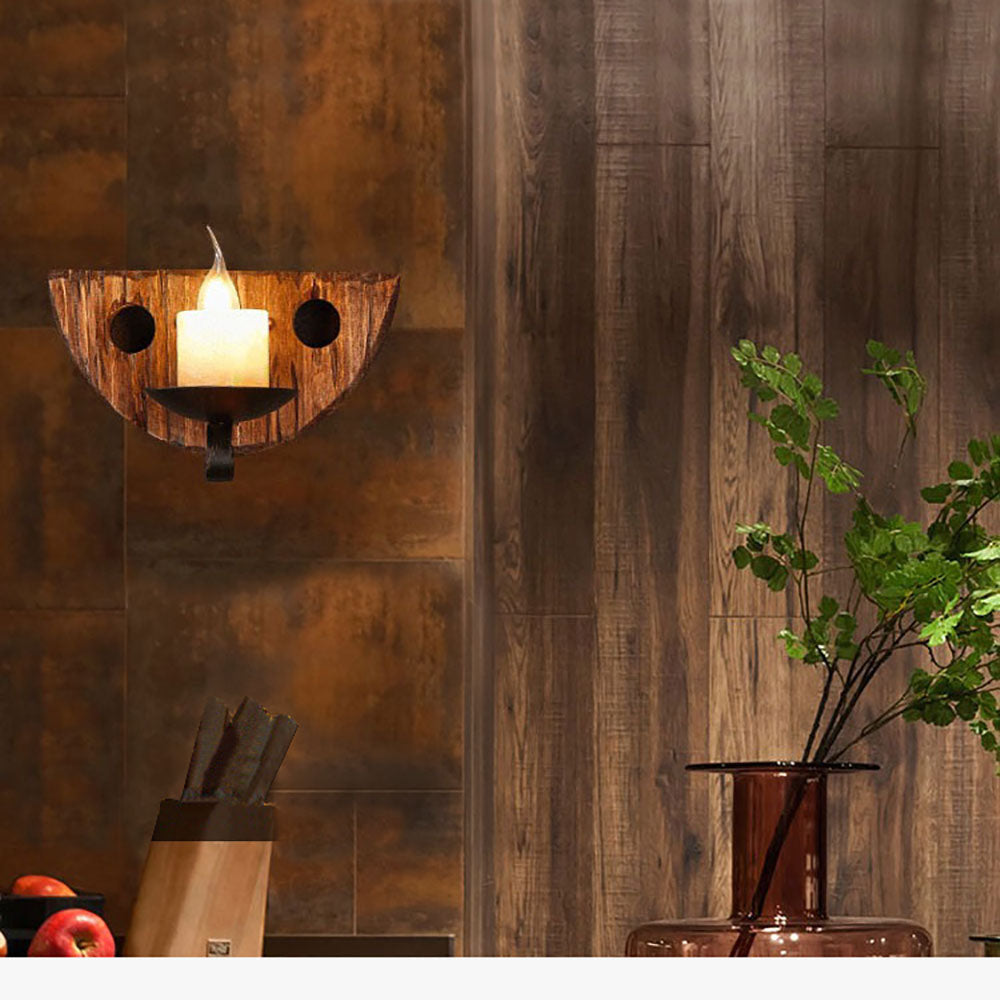 Epoch Applique Murale Chandelle Vintage Métal Bois Marron Chambre à Coucher/Salon - Neutralighting