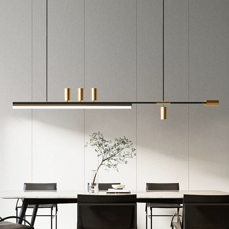 Arisha Longueur Moderne LED Suspension Noir Métal Salle À Manger - Neutralighting