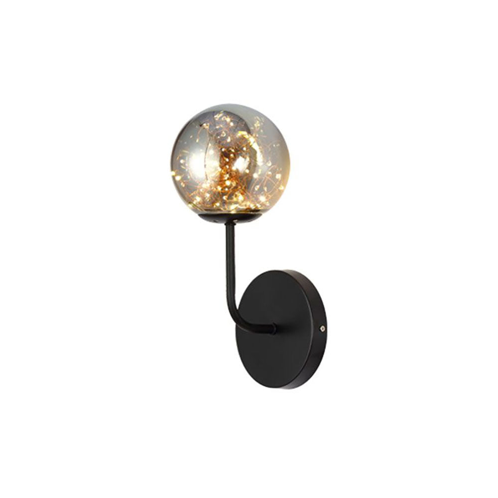 Valentina Applique Murale Bulle Ronde Moderne LED Métal Verre Noir/Or Salon/Chambre à Coucher - Neutralighting