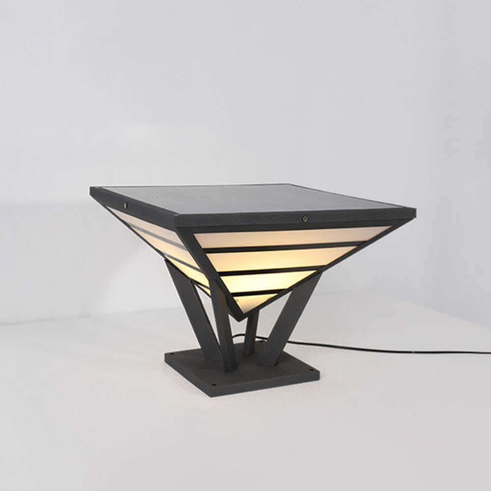 Ray Lampe de Poteau Triangle Moderne, Métal, Noir/Blanc, Jardin - Neutralighting