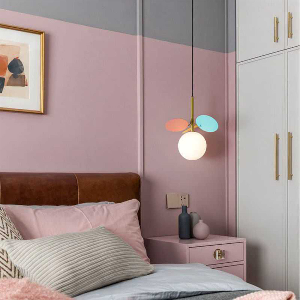 Arisha Luminaires Suspensions Globe Moderne Design Métal Verre Multicolore/Blanc Salon/Chambre d'Enfant - Neutralighting