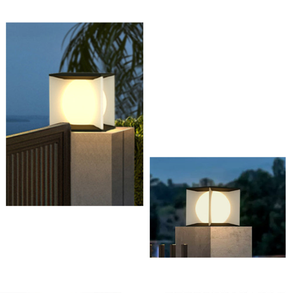 Aria Lampe de Poteau Lune Moderne, Métal/Acrylique, Noir, Cour - Neutralighting
