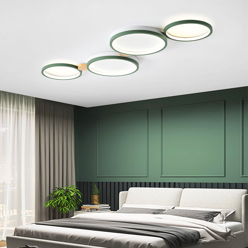 Fylo Plafonnier Rond Moderne. Métal/Bois. Blanc/Gris/Vert. Salon - Neutralighting