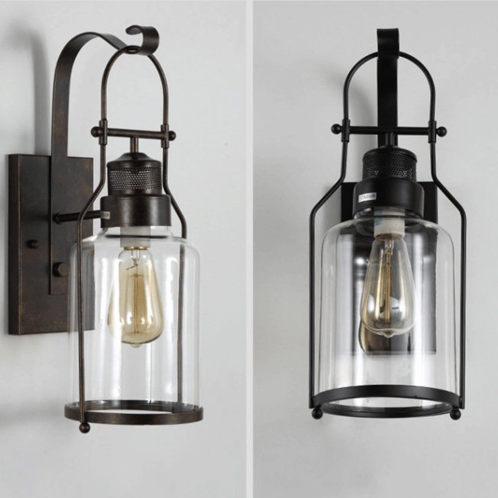 Silva Applique Murale LED Lanterne Vintage Métal/Verre Noir/Rouille Chambre/Salle à Manger - Neutralighting