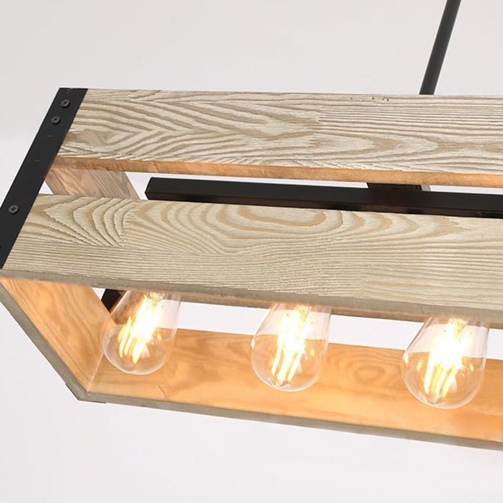 Silva Suspension Rectangulaire Rustique, Bois/Metal, Bois/Marron, Chambre - Neutralighting