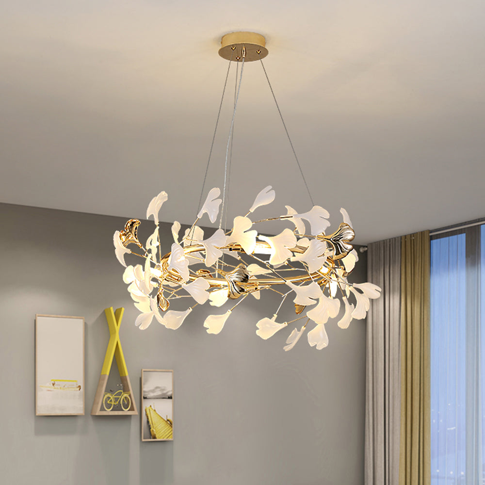 Jarn Suspension Feuille/Multi Moderne Métal/Céramique Doré/Blanc Salon