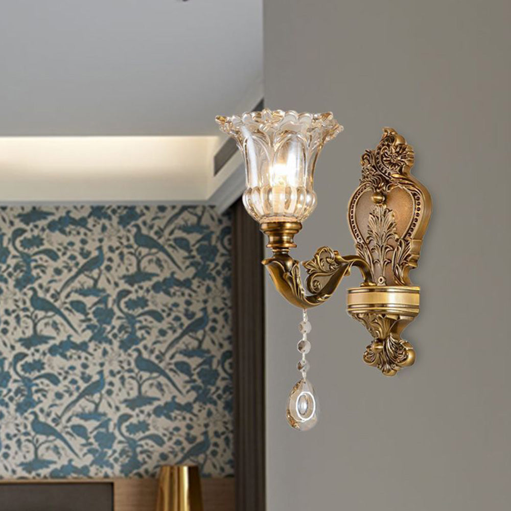 Ray Design Floral Applique Murale Fleur Vintage LED Métal/Verre Bronze Chambre - Neutralighting