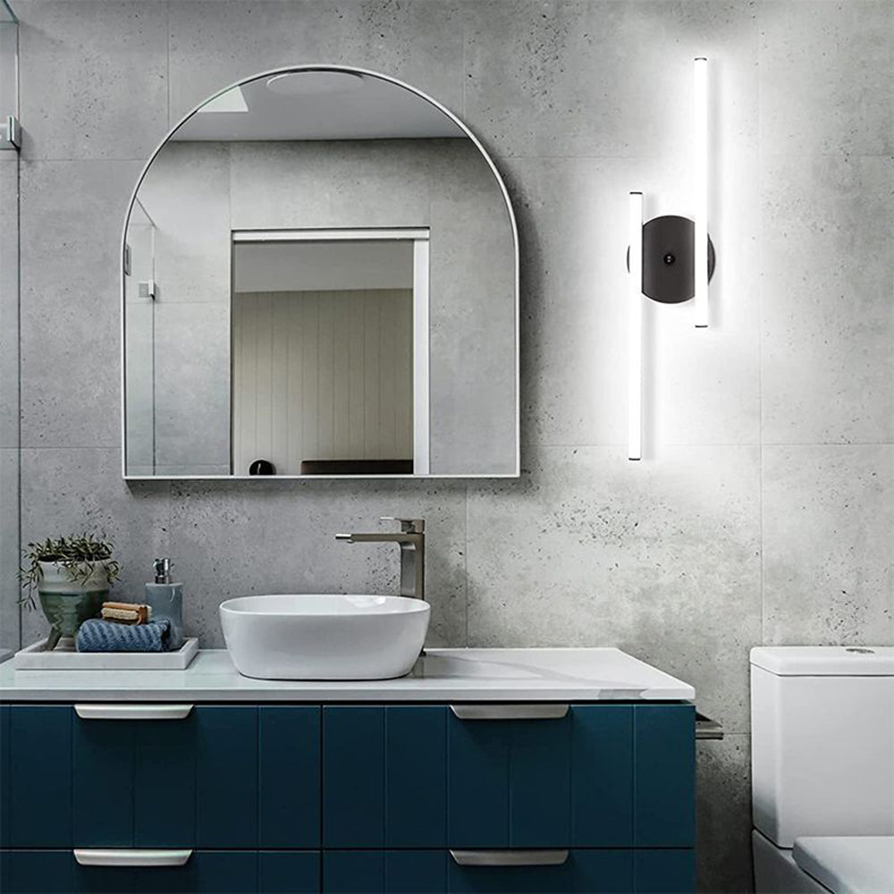 Ray Applique Murale à Miroir Design LED Linéaire Moderne Métal/Gel de Silice Noir/Argent Salle de Bain - Neutralighting