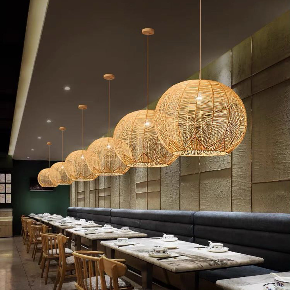 Ritta Luminaires Suspensions Grande Ballon Vintage Métal/Rotin Bois Bureau/Salon - Neutralighting