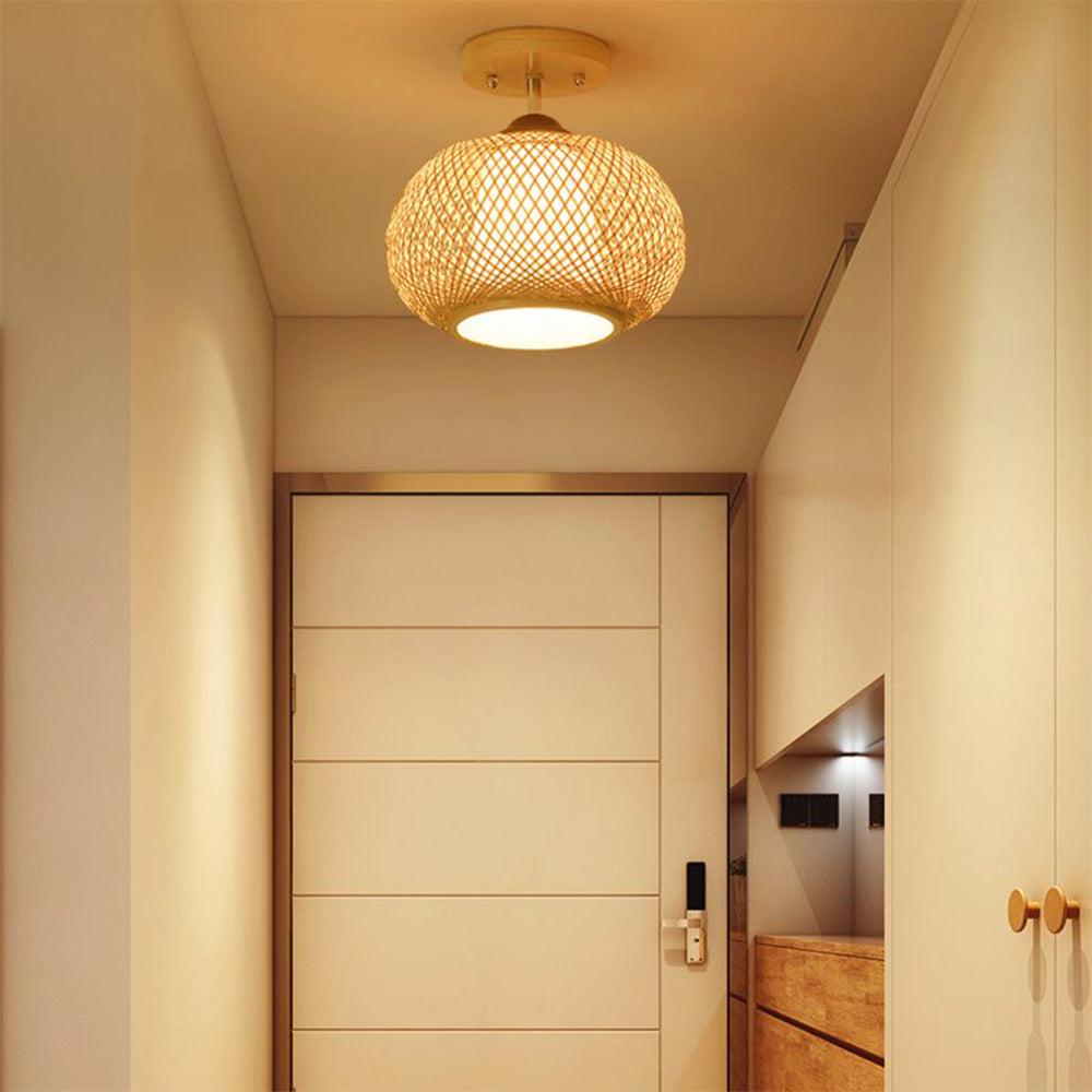 Ritta Plafonnier Dôme Simple Vintage LED Bamboo Bois Salon/Chambre à Coucher - Neutralighting