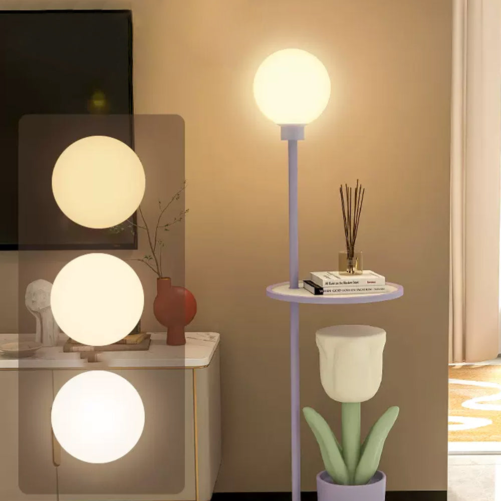 Arisha Design Lampadaire Tulipe Moderne Métal Rose/Jaune/Violet Salon