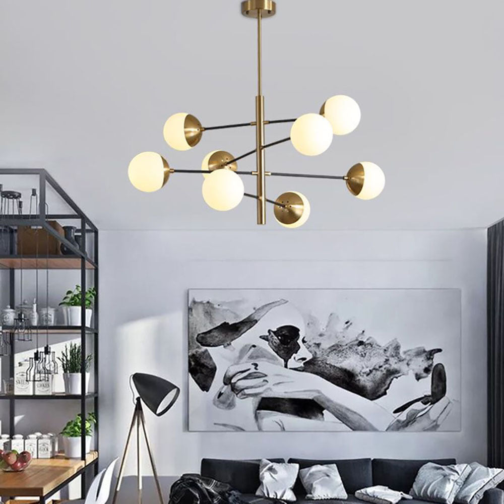 Valentina Globe LED Suspension Or Métal Verre Salon Chambre à Coucher - Neutralighting