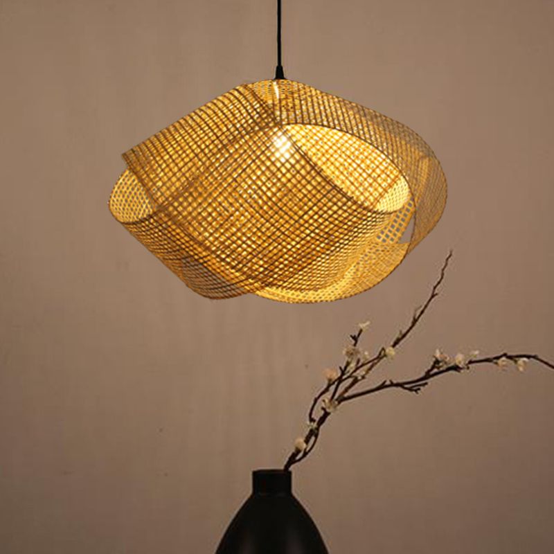 Ritta Retro LED Suspension Bois Métal Rotin Salon Salle à manger - Neutralighting