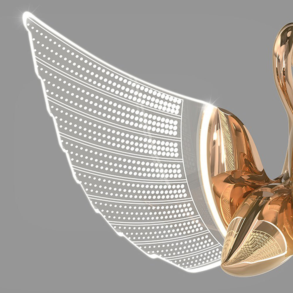 Arisha Design Luminaires Suspensions Cygne Moderne LED Métal/Acrylique Doré Rosé Salon - Neutralighting