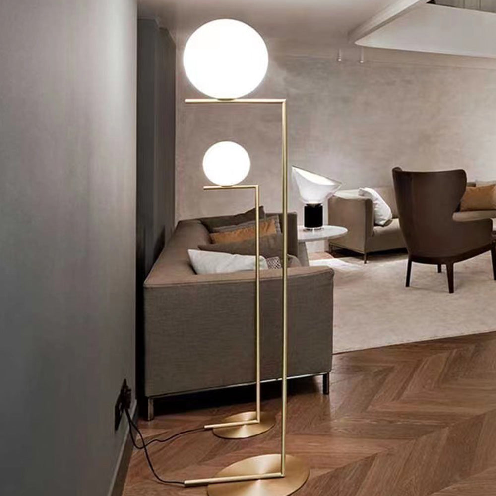 Valentina Lampadaire Globe Moderne Métal/Verre Laiton/Argent Salon/Chambre