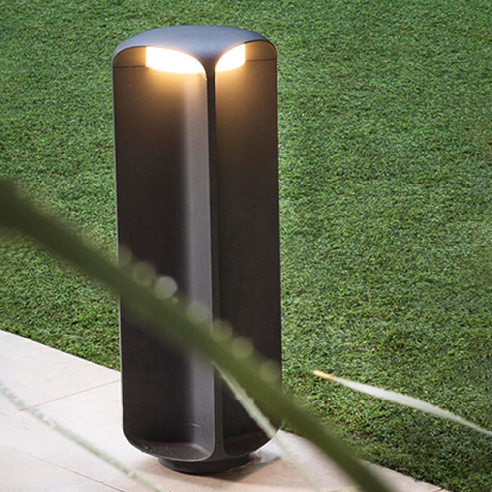 Ray LED Lampadaire Noir/Gris Métal/Verre Cour Allée Extérieur - Neutralighting