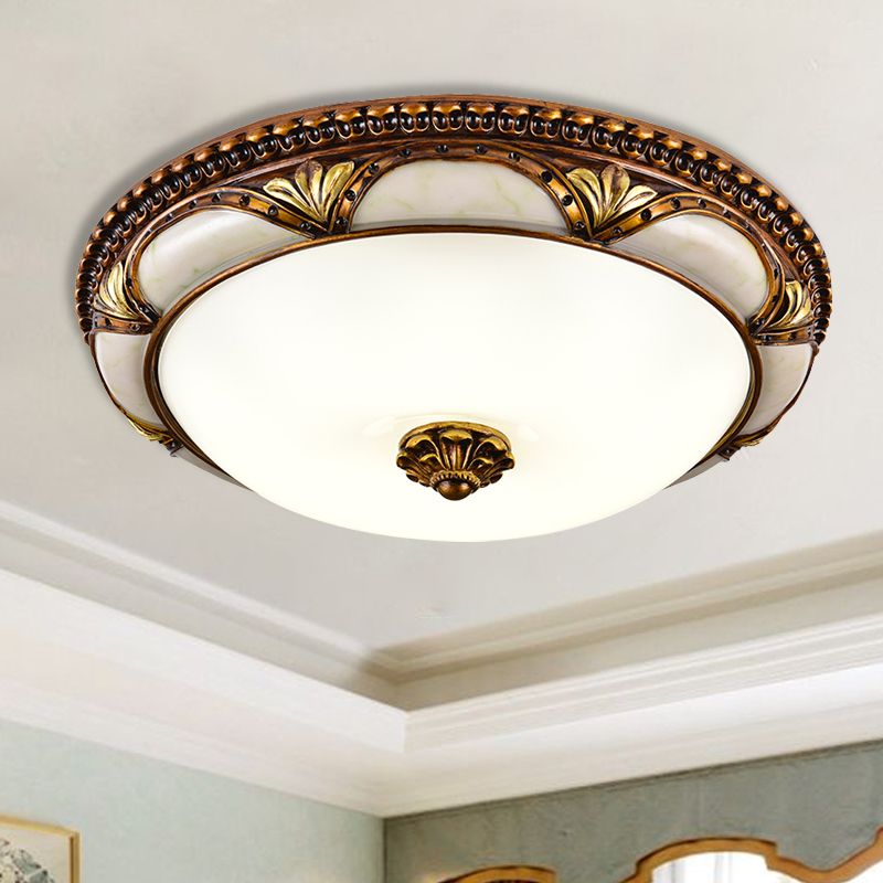 Silva Ronde Retro LED Plafonnier Brass Résine/Verre Chambre à coucher - Neutralighting