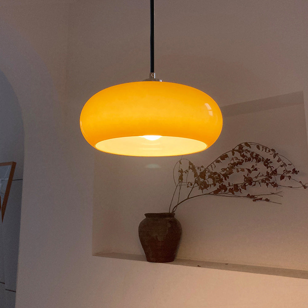 Charlotte Suspension Dôme Moderne Verre. Blanc/Orange. Salle de Bain - Neutralighting