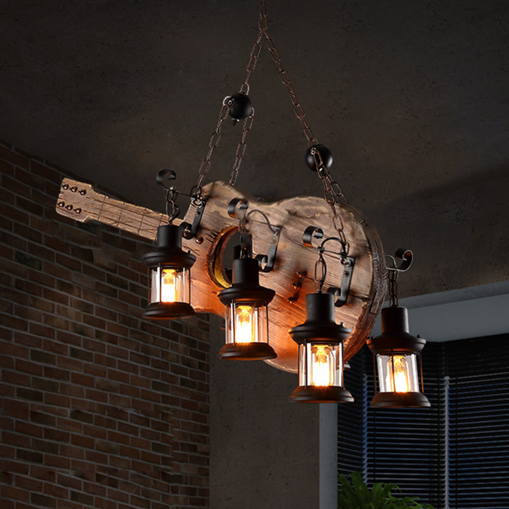Epoch Suspension Guitare Industrielle, Metal/Bois, Noir/Bois, Chambre - Neutralighting
