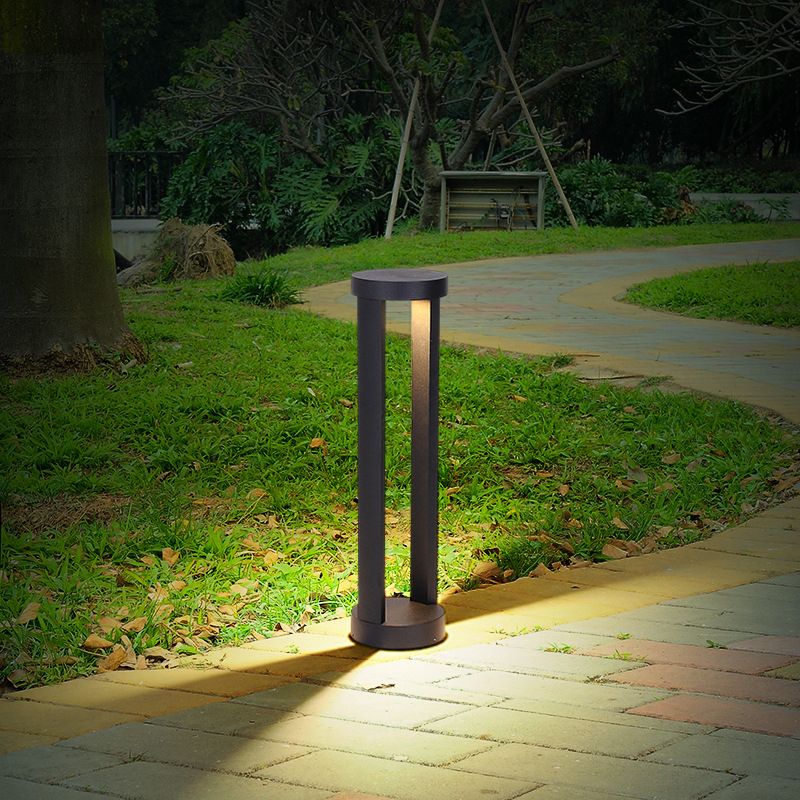Ray Borne Extérieure Cylindre Minimaliste, Métal, Noir, Cour