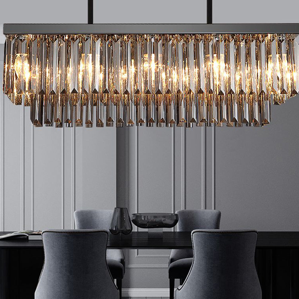 Kristy Luminaires Suspensions Grande Rectangulaire Industrielle Métal/Verre Noir Salle à Manger/Salon - Neutralighting