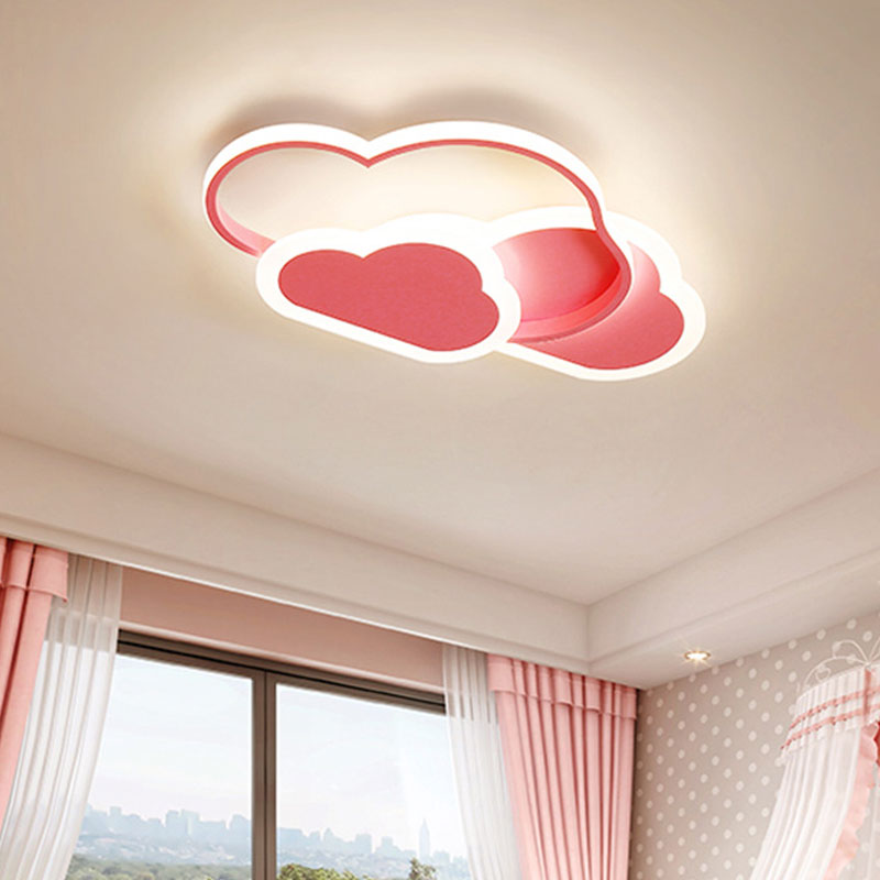 Arisha Plafonnier Nuage Moderne, Acrylique/Metal, Blanc/Rose, Chambre - Neutralighting