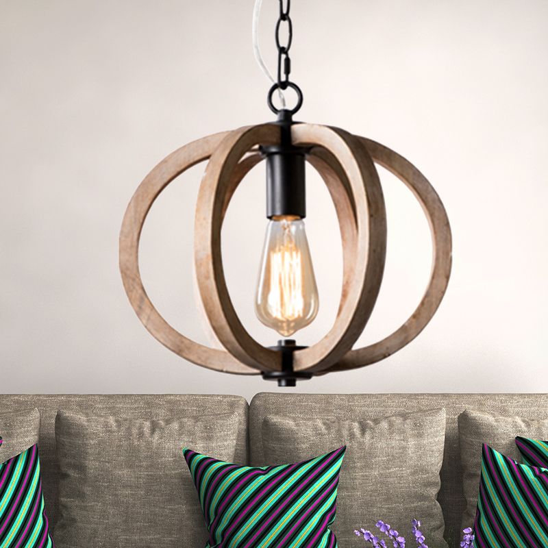 Silva Sphère Vintage LED Suspension Métal Bois Salon Salle à manger - Neutralighting
