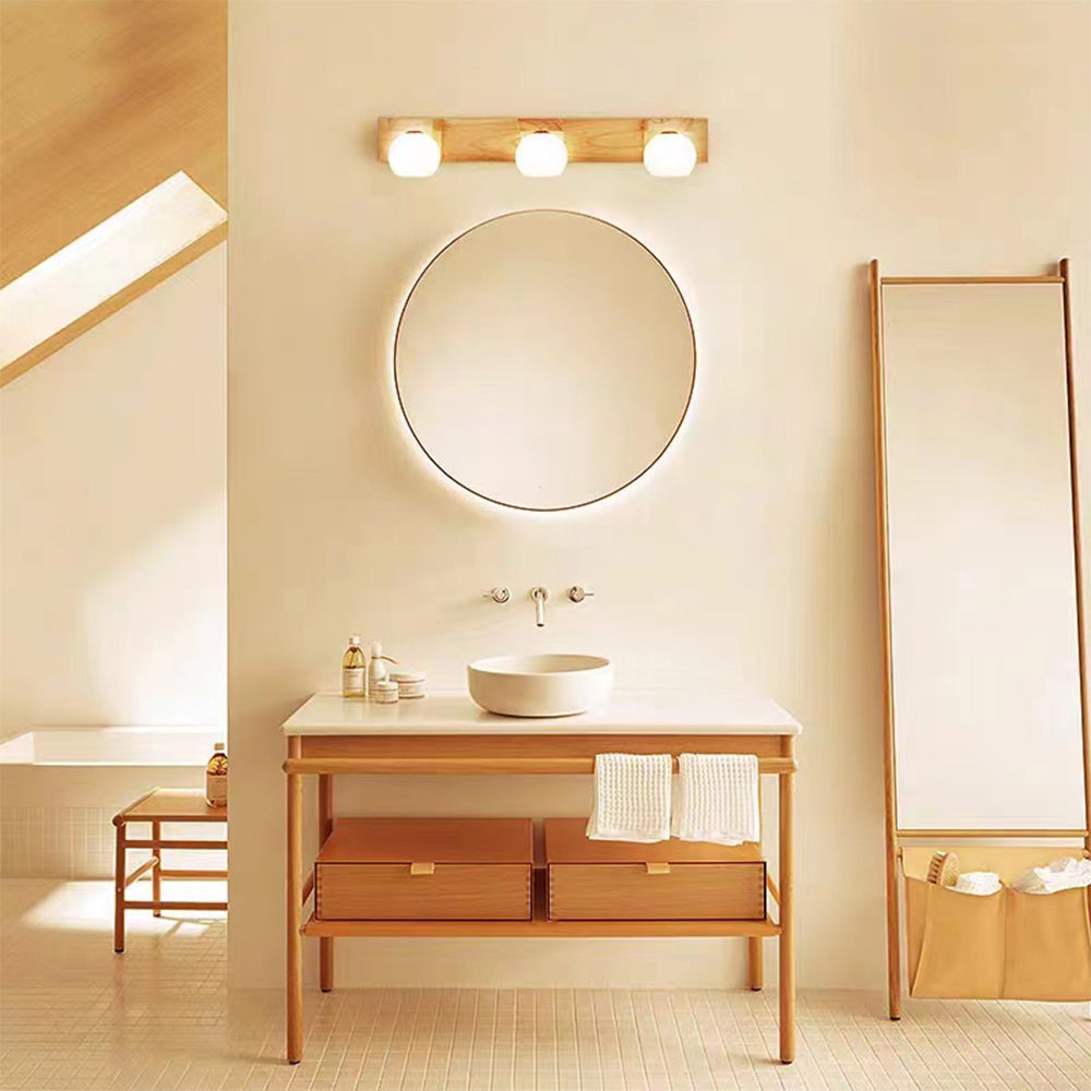 Muto Applique Murale Linéaire Moderen, Bois/Verre, Bûche, Salle de Bain - Neutralighting