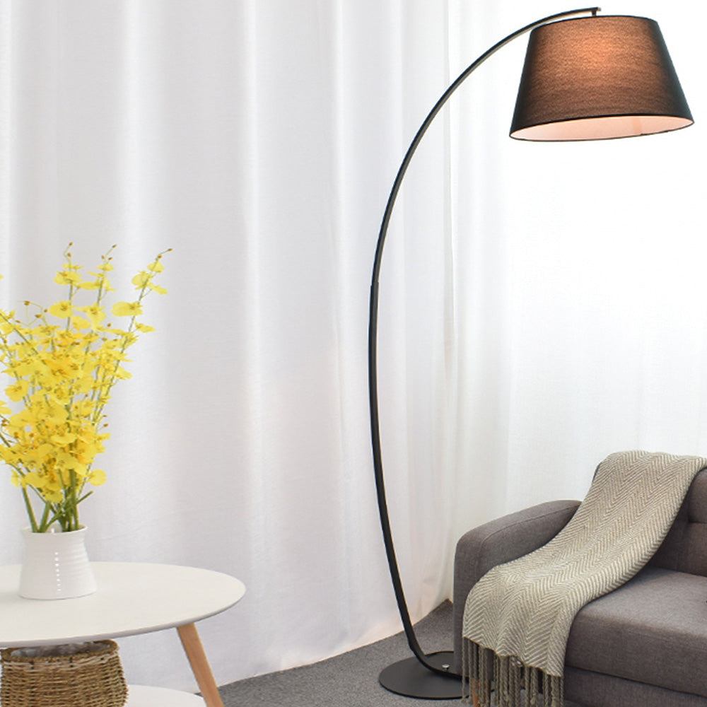 Mira Lampadaire Arche Moderne, Tissu/Métal, Noir, Salon/Chambre - Neutralighting