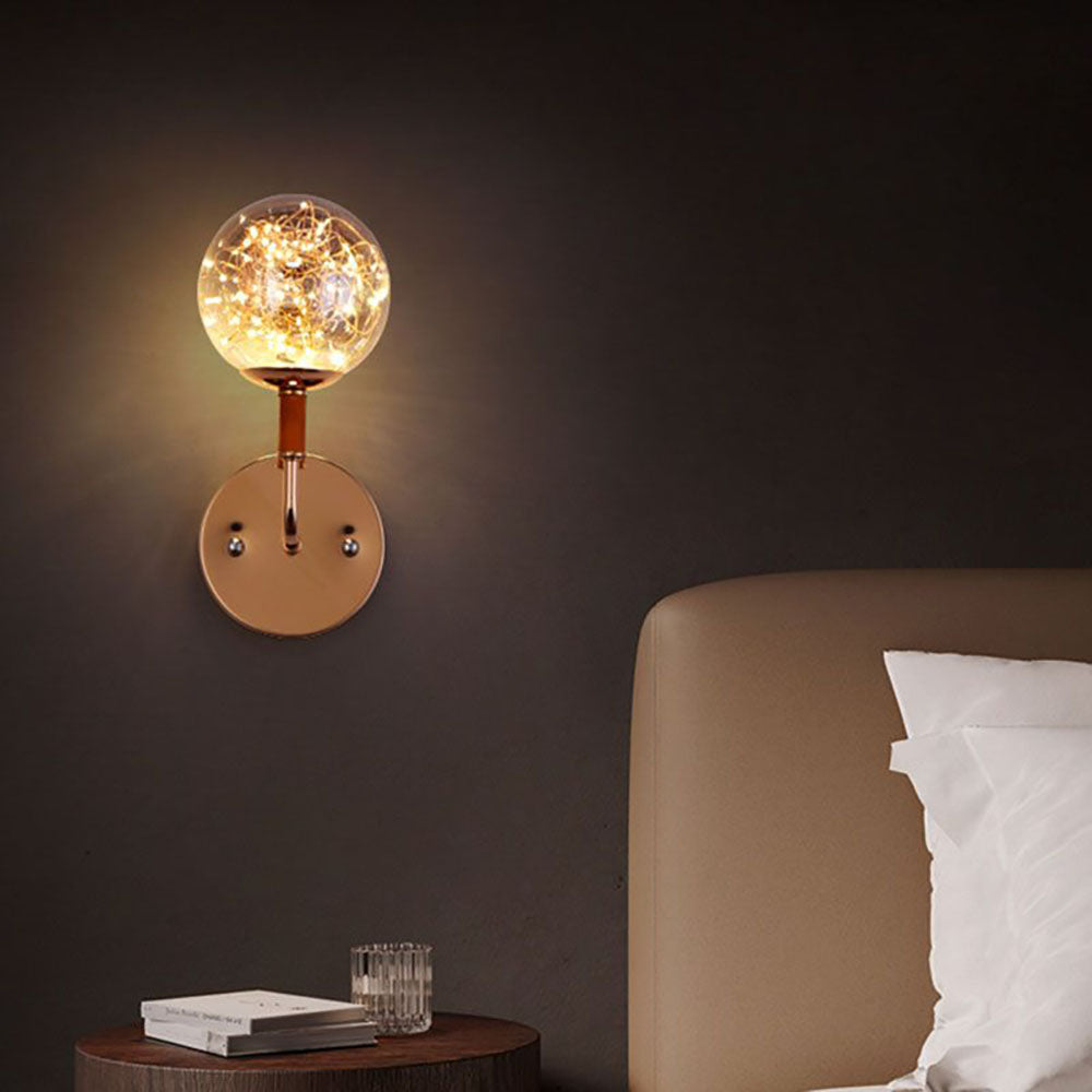 Valentina Applique Murale Bulle Ronde Moderne LED Métal Verre Noir/Or Salon/Chambre à Coucher - Neutralighting