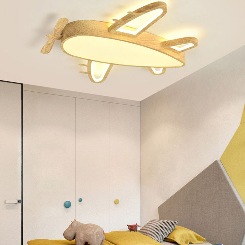 Aria Design LED Plafonnier Avion Moderne Bois/Acrylique Bois/Beige Salon - Neutralighting