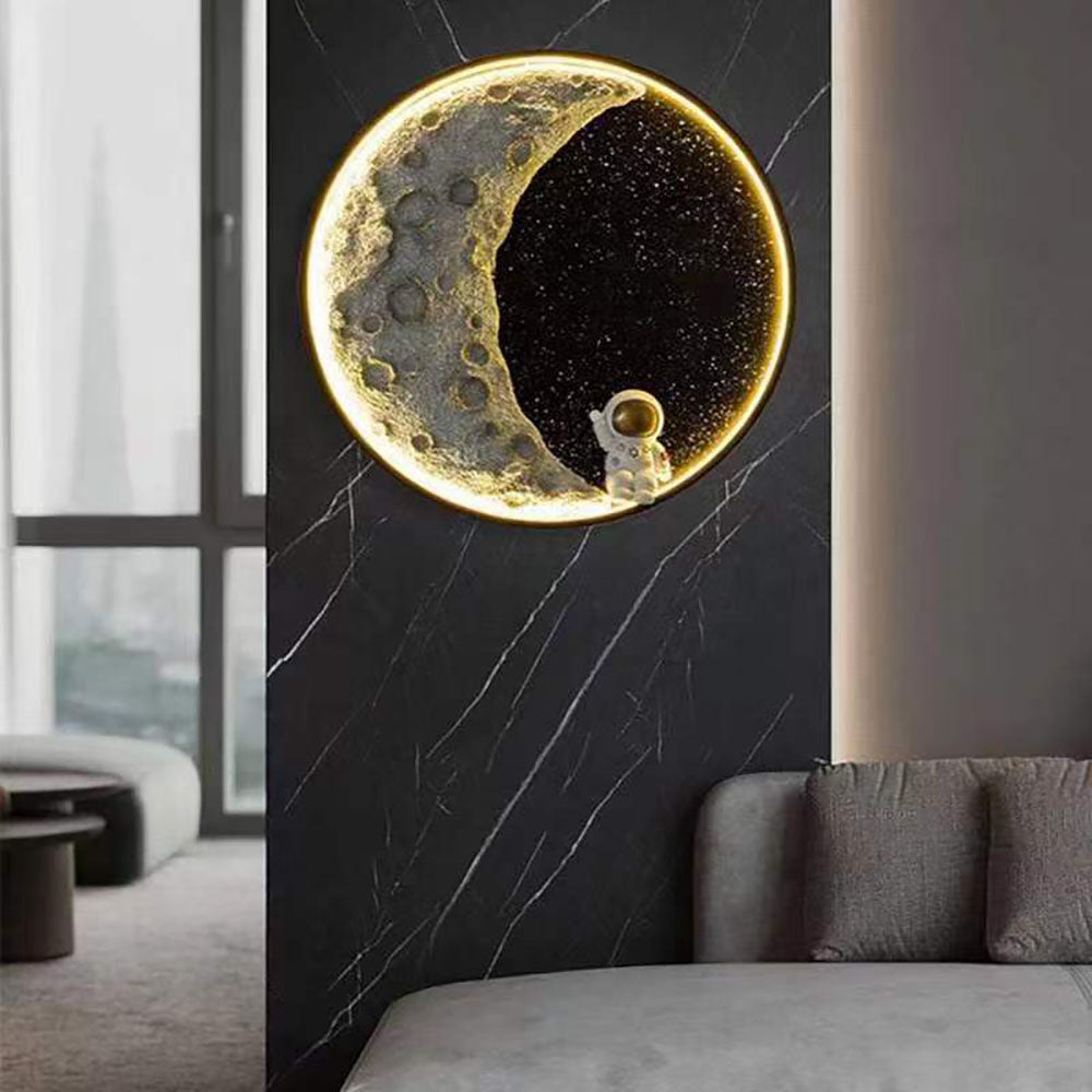 Aria Applique Murale Moderne Astronaute Lune, Métal, Noir, Chambre/Salon - Neutralighting