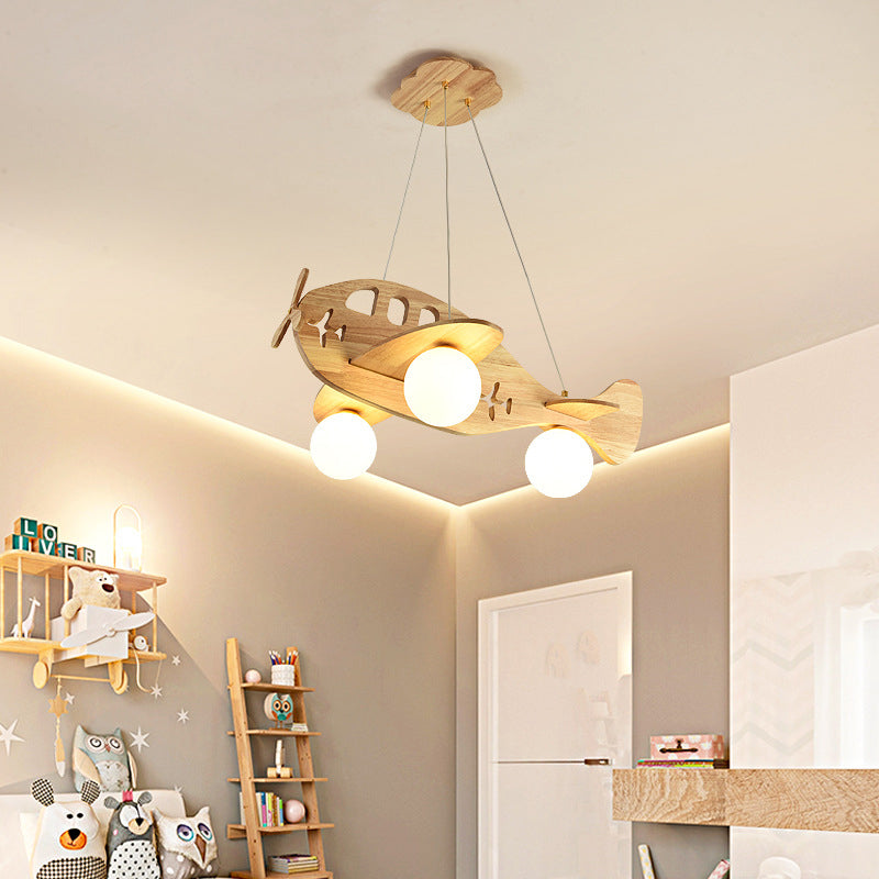Aria Luminaires Suspension Avion Moderne, Bois, Chambre d'Enfant/Salon - Neutralighting