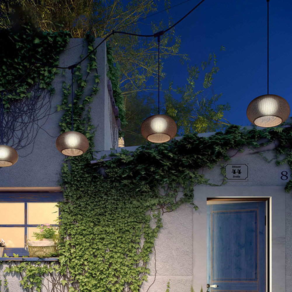 Ritta Moderne LED Suspension Café Beige Métal/Rotin Extérieur - Neutralighting