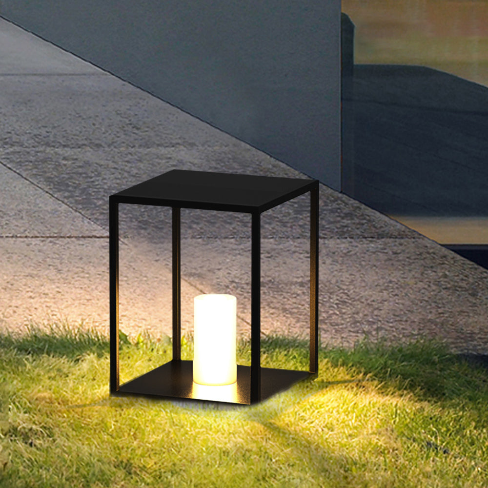 Ray Borne Extérieure Rectangulaire Minimalisme, Métal, Noir, Jardin - Neutralighting
