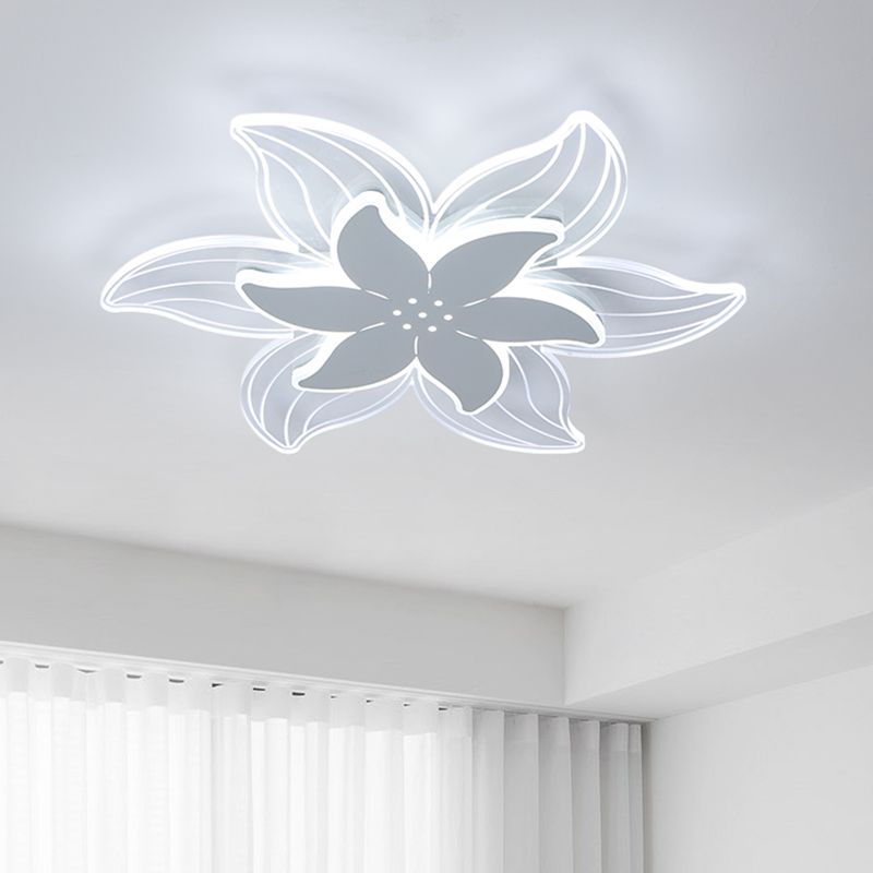 Arisha Fleur Moderne LED Plafonnier Blanc Métal Acrylique Salon - Neutralighting