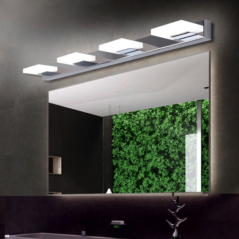 Arisha Design LED Applique Murale Miroir Carré Moderne Métal/Acrylique Argent Salle de Bain - Neutralighting