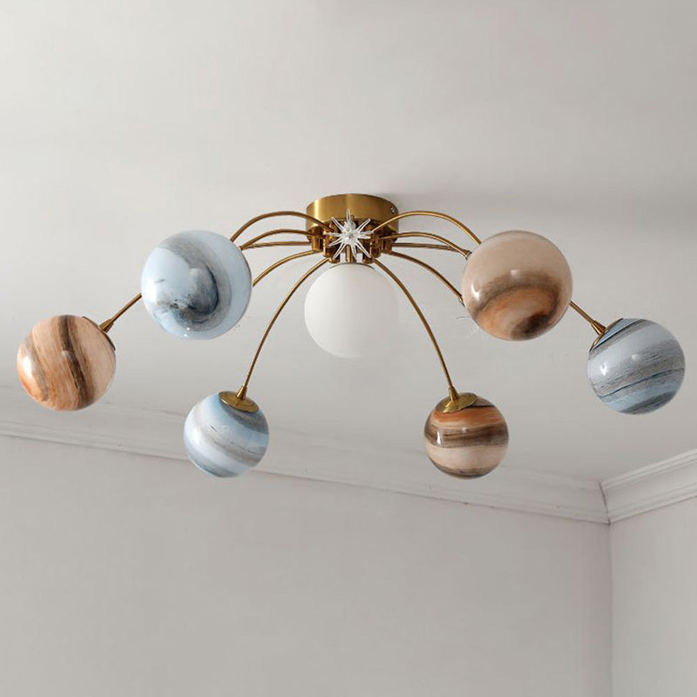 Aria Design Italien LED Plafonnier Planète Moderne Métal/Verre Coloré Salon - Neutralighting