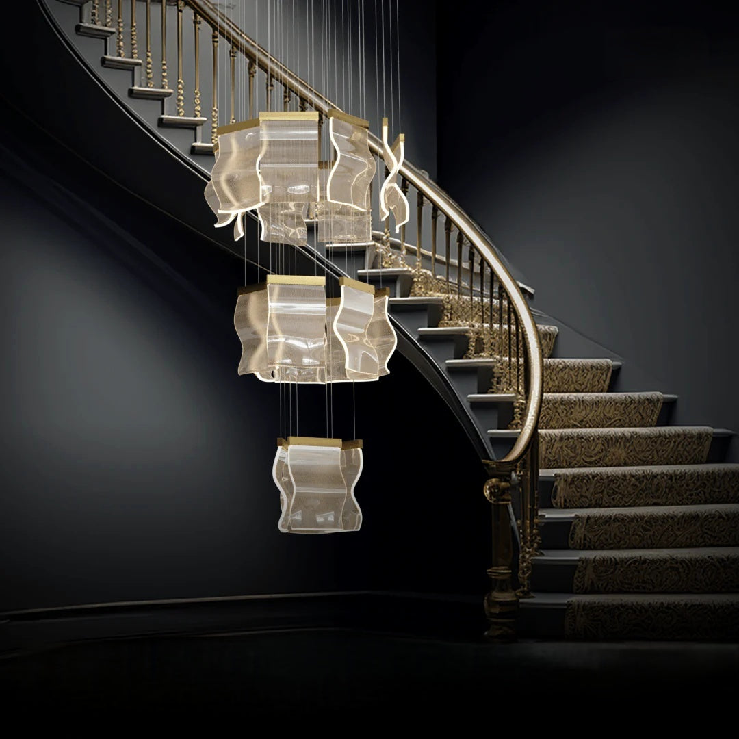 Kristy Moderne Or LED Lustre Métal Acrylique Chambre/Salon