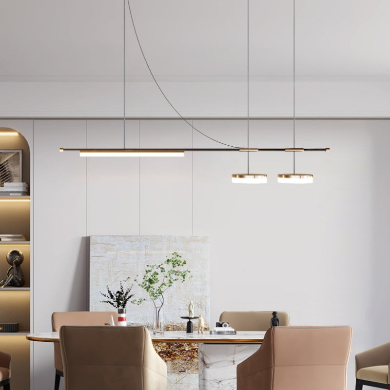 Arisha Longueur Moderne LED Suspension Noir Métal Salle À Manger - Neutralighting