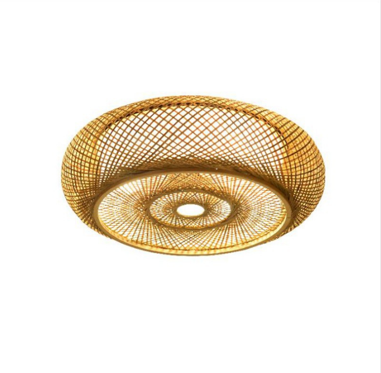 Ritta Plafonnier Rond Naturel, Rotin, Bois, Salon - Neutralighting
