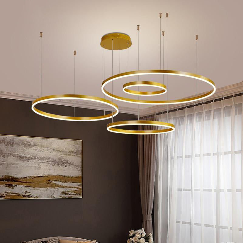 Remi Suspension Anneau Moderne Métal Noir/Doré/Café Salon