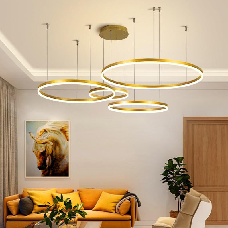 Remi Suspension Anneau Moderne Métal Noir/Doré/Café Salon