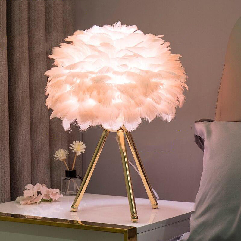O'Moore Lampe de Table Fleur Nordique, Plume/Métal, Chambre - Neutralighting