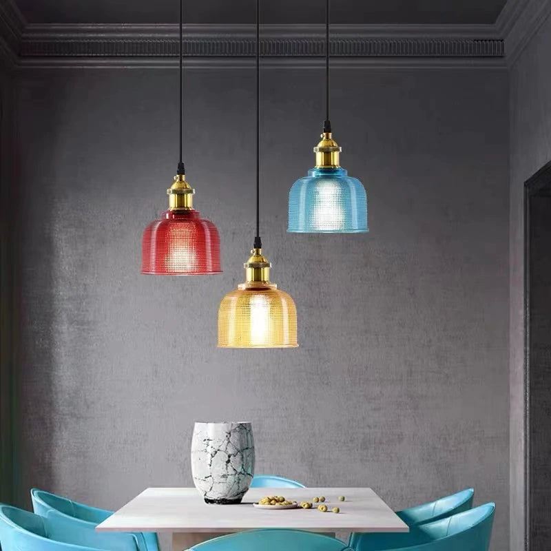 Ilira Vintage Luminaires Suspension. Bleu/Rouge/Transparent/Ambre